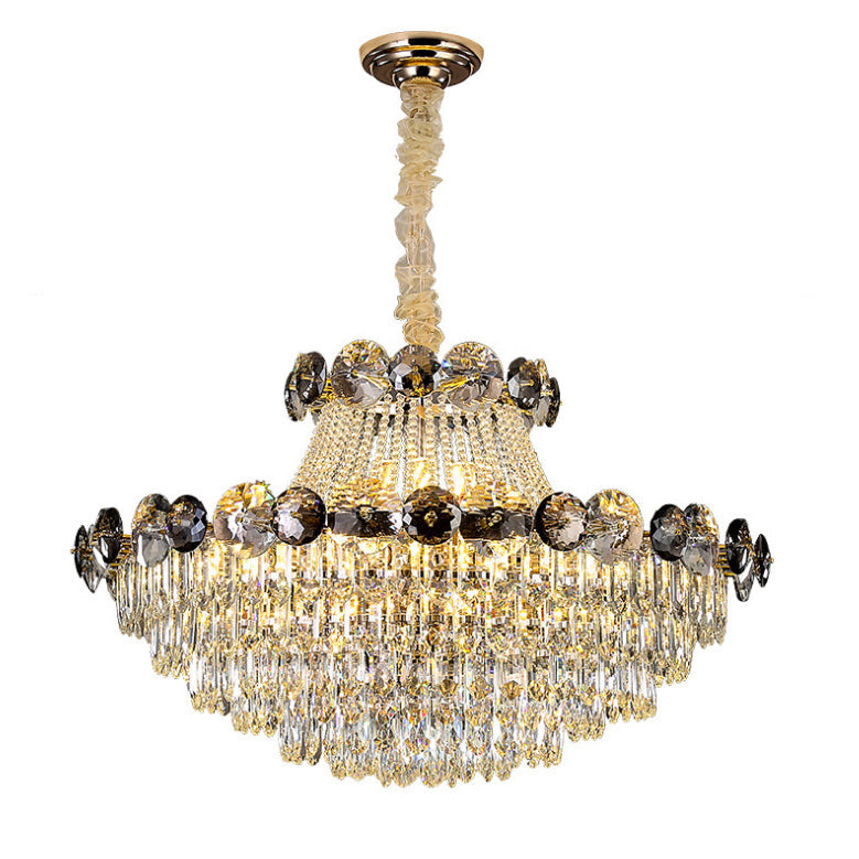 Contemporary Luxury Half Round Ball Crystal Iron 8/10/11/14/17/24 Light Chandelier For Living Room
