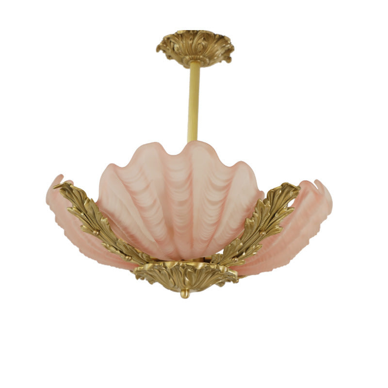 Modern Art Deco Shell Shape Brass Finish Frame 3/4-Light Chandelier for Living Room