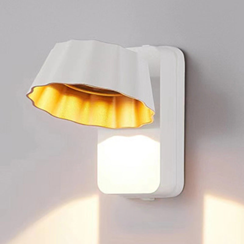 Contemporary Industrial Aluminum Pleated Round Shade LED Outdoor Waterproof Wall Sconce Lamp For Garden