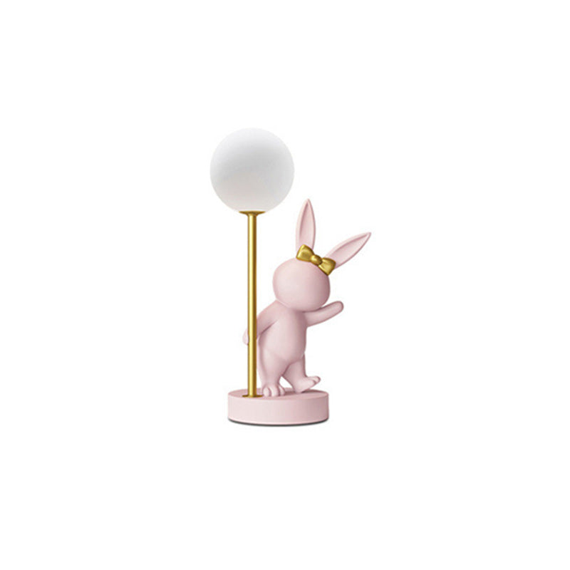 Contemporary Kids Table Lamp – Cartoon Rabbit Ceramic & Metal LED Light for Bedroom