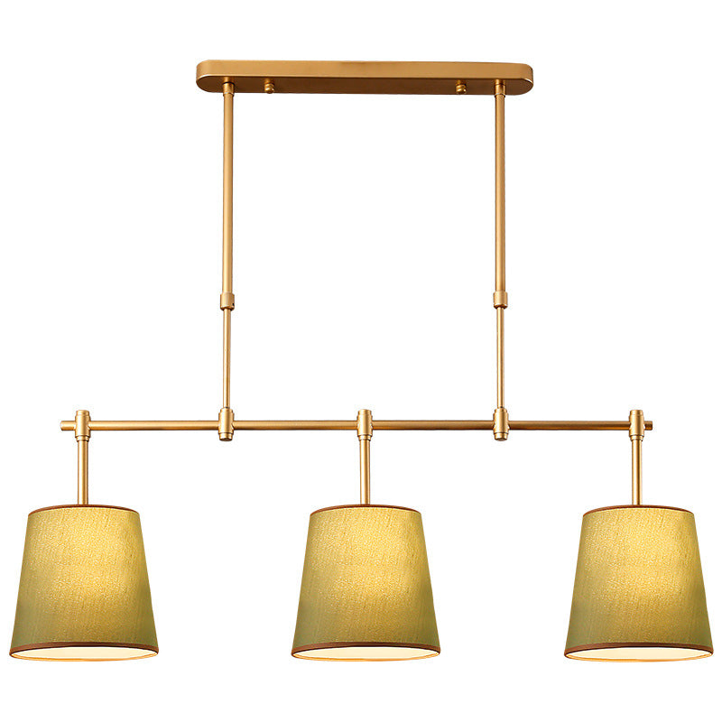 Contemporary Scandinavian Long Round Column Fabric Iron 3-Light Chandelier For Living Room