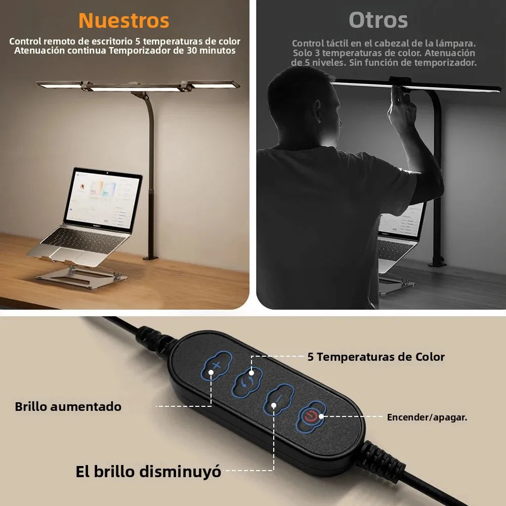 Single Double Triple Head LED Clip Desk Lamp Dimmable USB Eye-Caring Architect Table Studio Recording Lamp Computer Monitor Light for Office