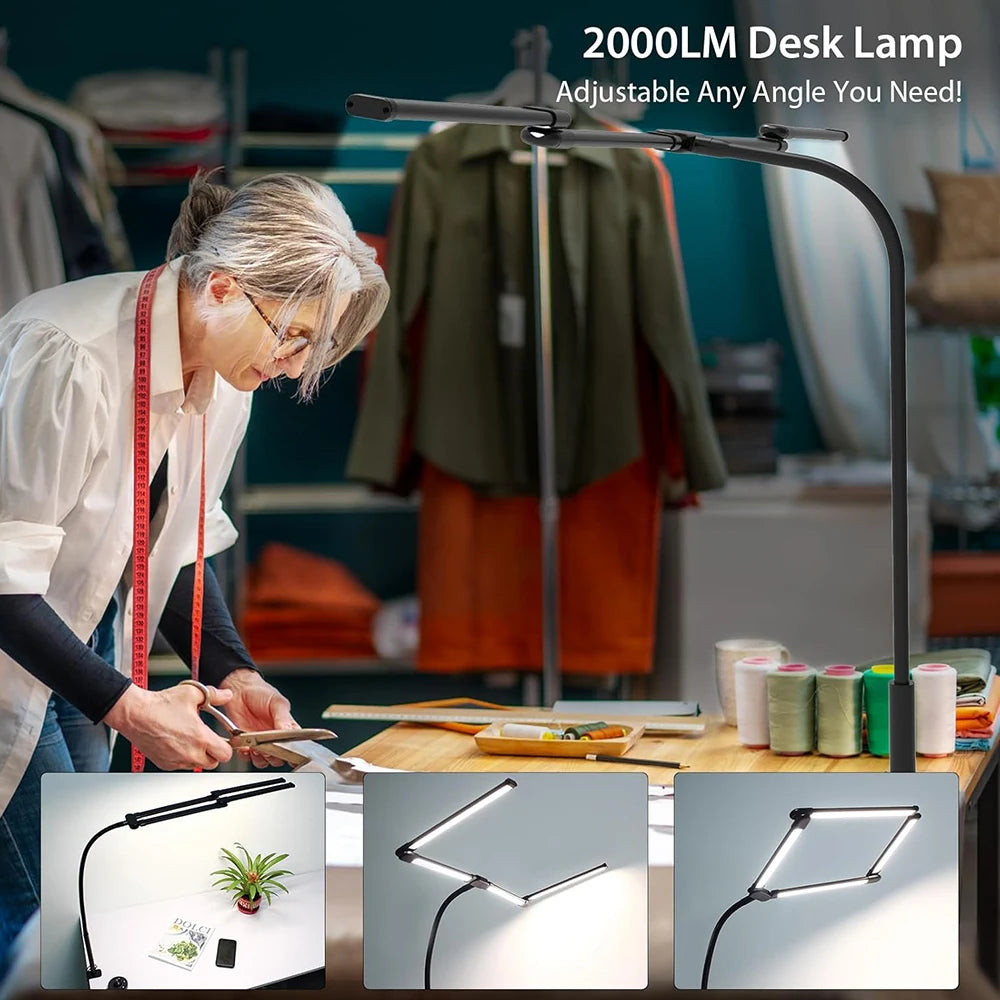 LED Ultra Bright Desk Lamp Dimmable Clip-On Light Flexible Gooseneck Clamp Lamp Office Recording Studio Task Lighting