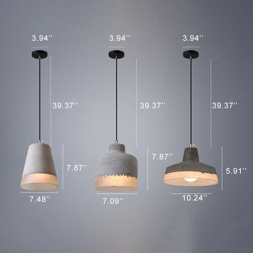 Industrial Minimalist Grey Shade 1-Light Cement Pendant Light