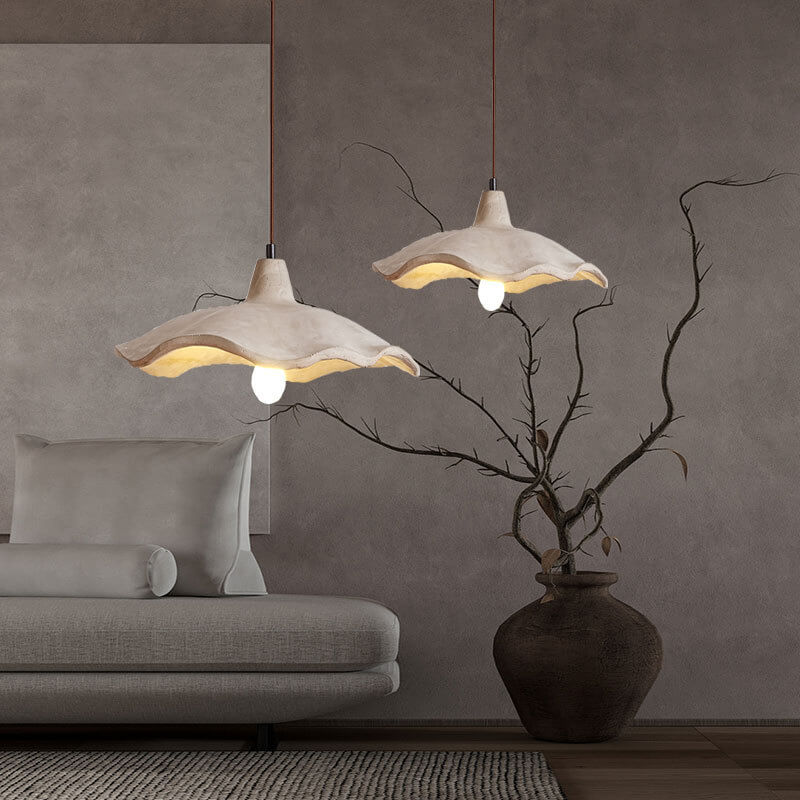 Japanese Vintage Flower Shape Lampshade Cement 1/2/3-Light Island Light Chandelier