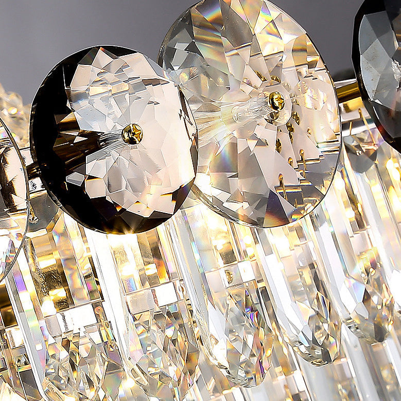 Contemporary Luxury Half Round Ball Crystal Iron 8/10/11/14/17/24 Light Chandelier For Living Room