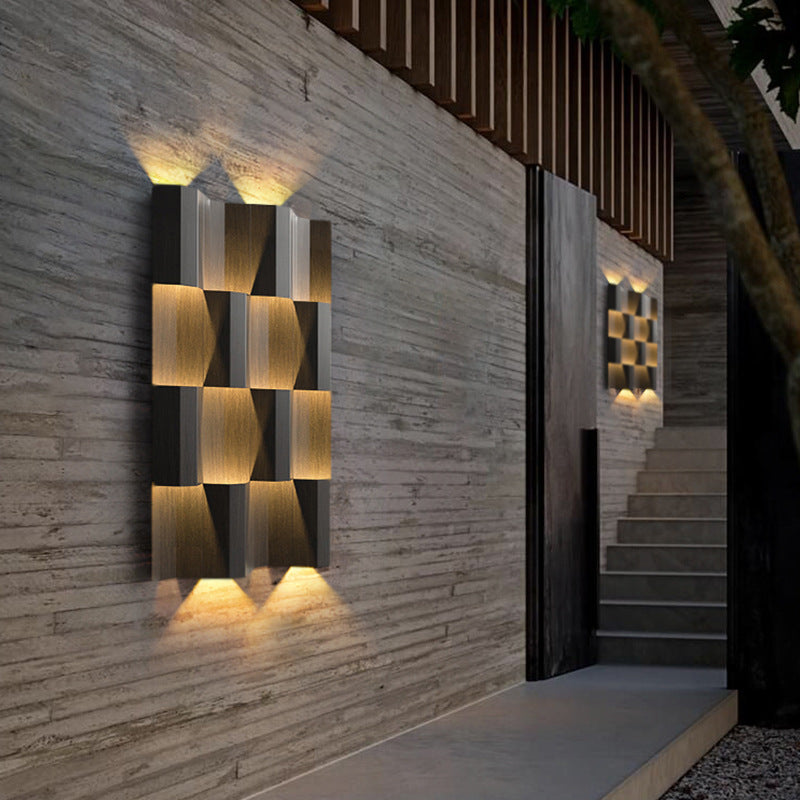 Contemporary Retro Waterproof Stainless Steel Rectangular LED Wall Sconce Lamp For Outdoor Patio