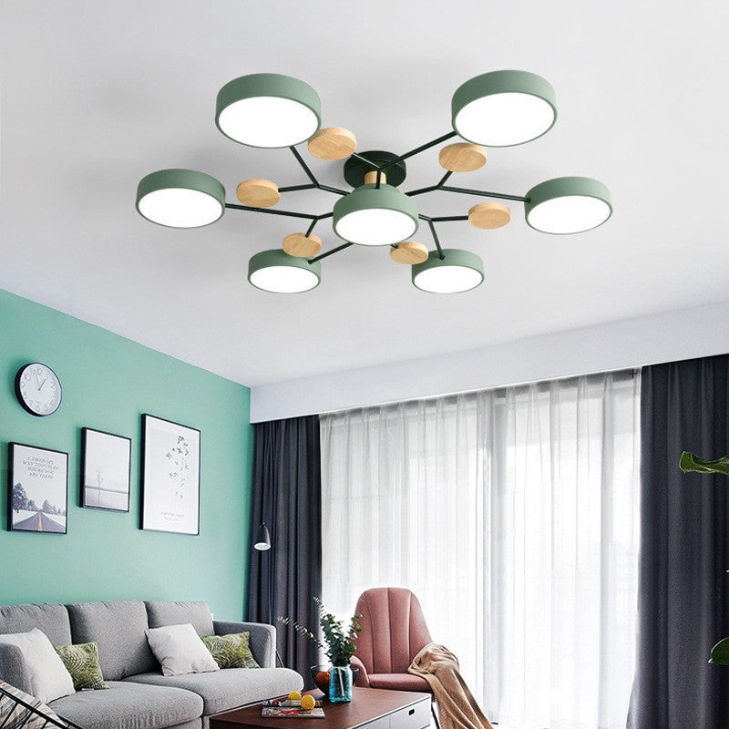 Contemporary Scandinavian Round Molecule Branch Design LED Semi-Flush Mount Ceiling Light For Living Room