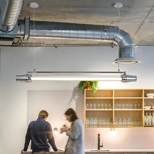 Contemporary Industrial Strip Aluminum Acrylic LED Island Light Chandelier For Dining Room