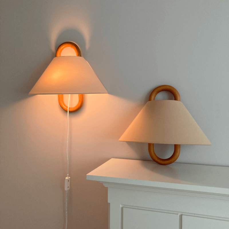 Modern Original Solid Wood Pleated Semi-Circle 1-Light Wall Sconce Lamp