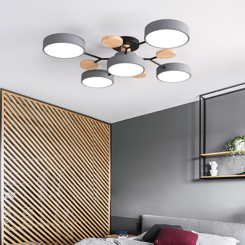 Contemporary Scandinavian Round Molecule Branch Design LED Semi-Flush Mount Ceiling Light For Living Room