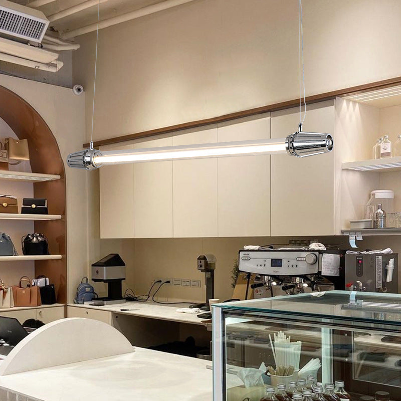 Contemporary Industrial Strip Aluminum Acrylic LED Island Light Chandelier For Dining Room