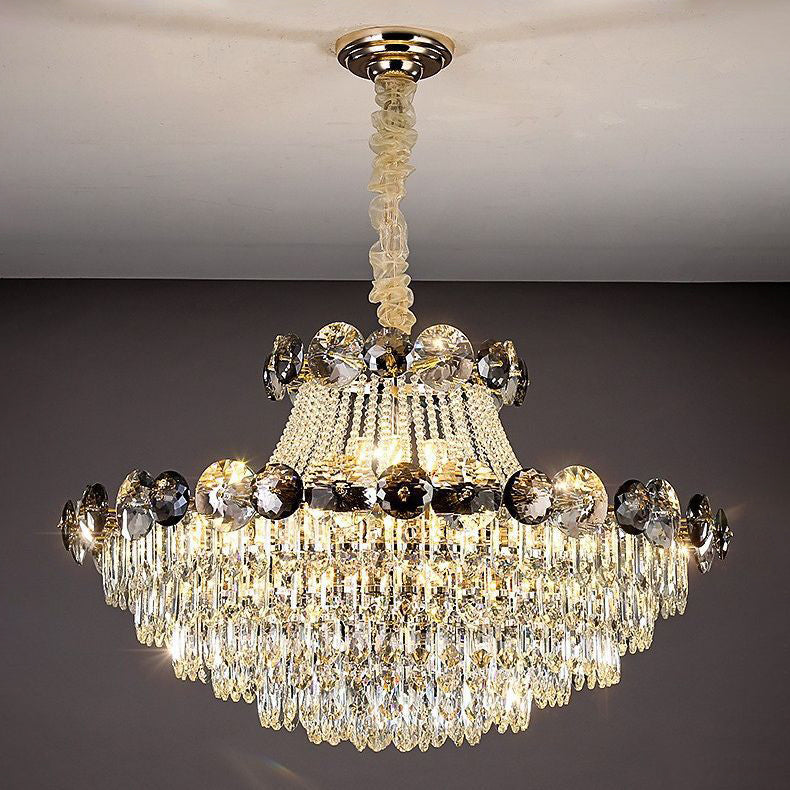 Contemporary Luxury Half Round Ball Crystal Iron 8/10/11/14/17/24 Light Chandelier For Living Room