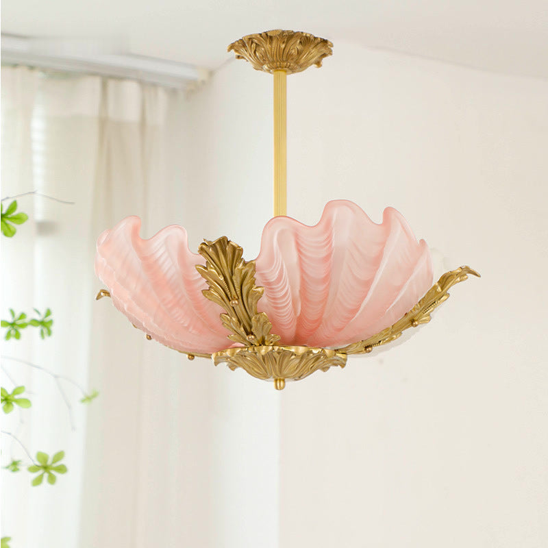 Modern Art Deco Shell Shape Brass Finish Frame 3/4-Light Chandelier for Living Room