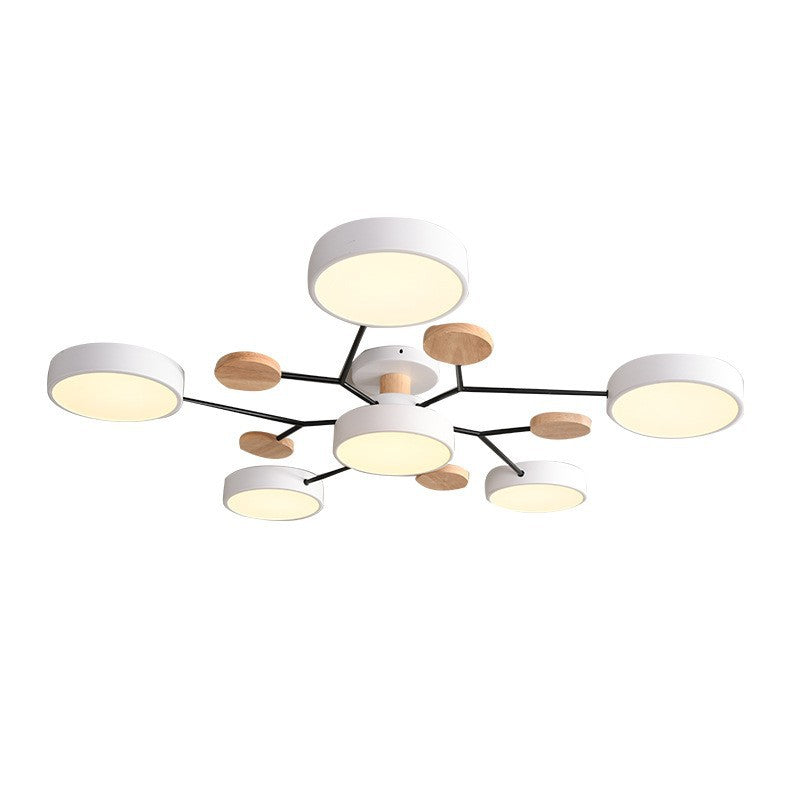 Contemporary Scandinavian Round Molecule Branch Design LED Semi-Flush Mount Ceiling Light For Living Room
