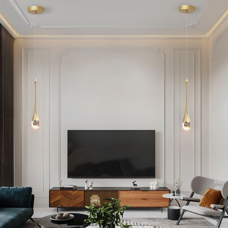 Contemporary Scandinavian Water Drops Iron Aluminum Crystal LED Chandelier For Bedroom