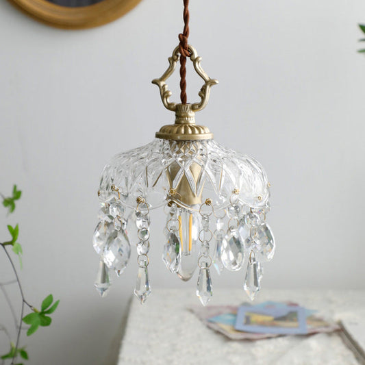 Vintage Decorative Floral Crystal 1-Light Pendant Light