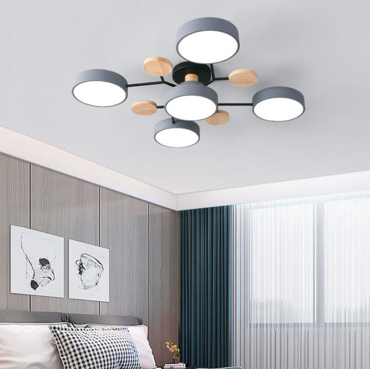 Contemporary Scandinavian Round Molecule Branch Design LED Semi-Flush Mount Ceiling Light For Living Room