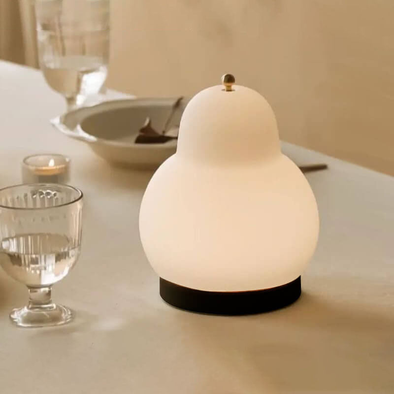 French Cream Pear Shape LED Rechargeable Touch Table Lamp