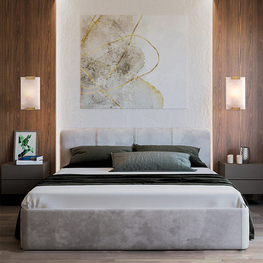 Nordic Light Luxury Copper Marble Strip Design 3-Light Wall Sconce Lamp