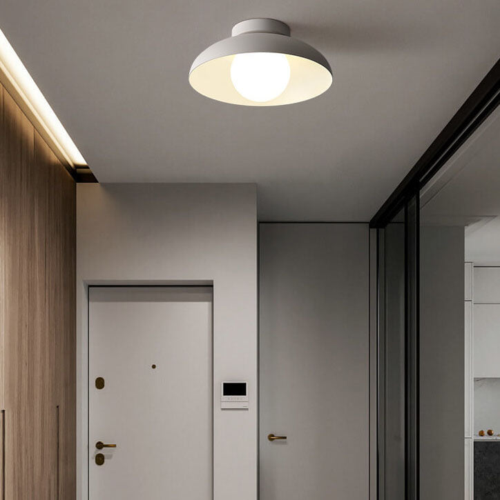 Japanese Wabi-sabi Iron Glass 1-Light Semi-Flush Mount Light