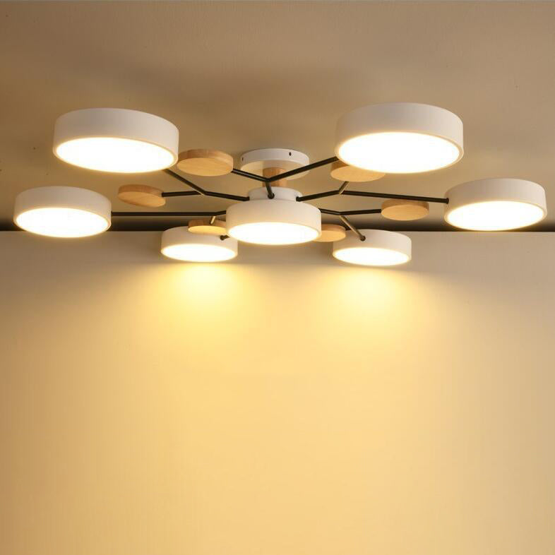 Contemporary Scandinavian Round Molecule Branch Design LED Semi-Flush Mount Ceiling Light For Living Room