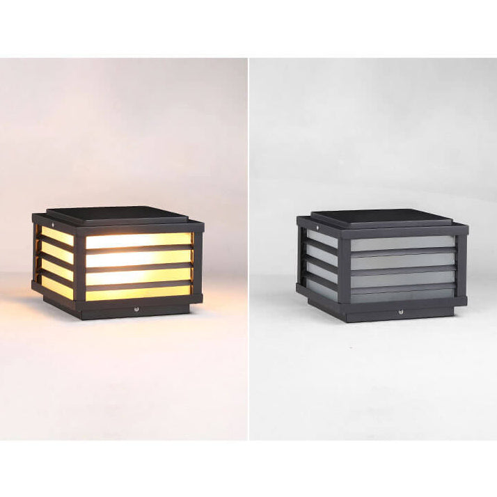 Modern Minimalist Waterproof Solar Square Aluminum PC LED Post Landscape Lighting for Garden