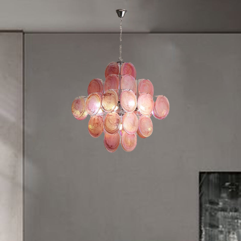 Traditional French Flower Shaped Iron Glass 5/9/12 Light Chandelier For Living Room