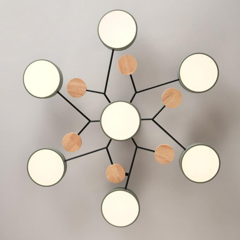 Contemporary Scandinavian Round Molecule Branch Design LED Semi-Flush Mount Ceiling Light For Living Room