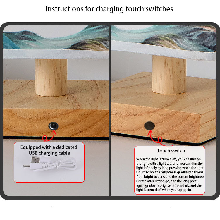 Contemporary Creative Fabric Square USB LED Table Lamp For Bedroom