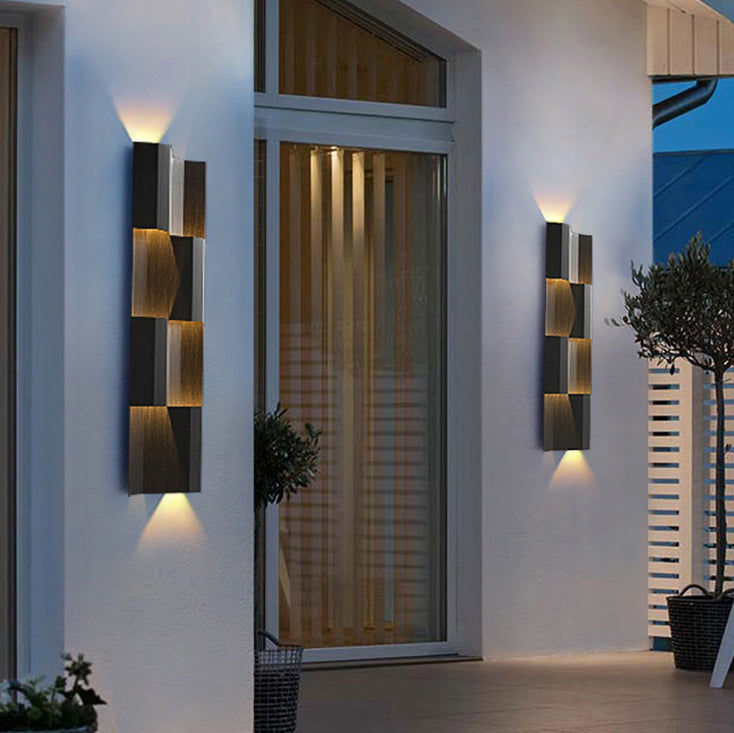 Contemporary Retro Waterproof Stainless Steel Rectangular LED Wall Sconce Lamp For Outdoor Patio