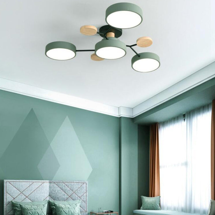 Contemporary Scandinavian Round Molecule Branch Design LED Semi-Flush Mount Ceiling Light For Living Room