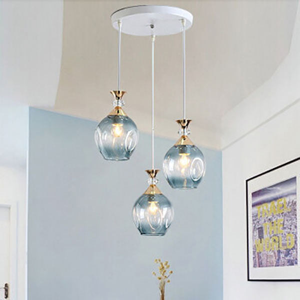 Nordic Gradient Glass Orb 1/3 Light Island Light Chandelier