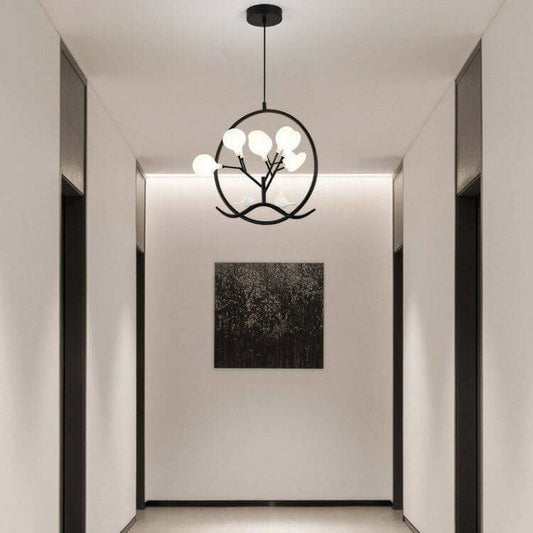 Nordic Metal Circular Bird Branch 9-Light Chandelier