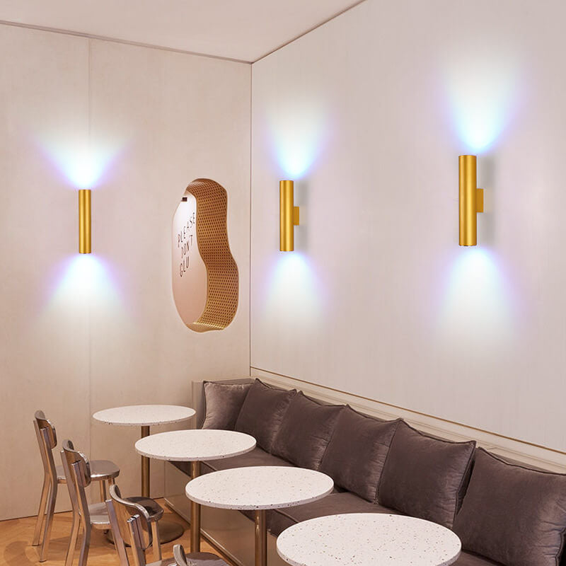 Simple Aluminum Cylindrical 2-Light Wall Sconce Lamp