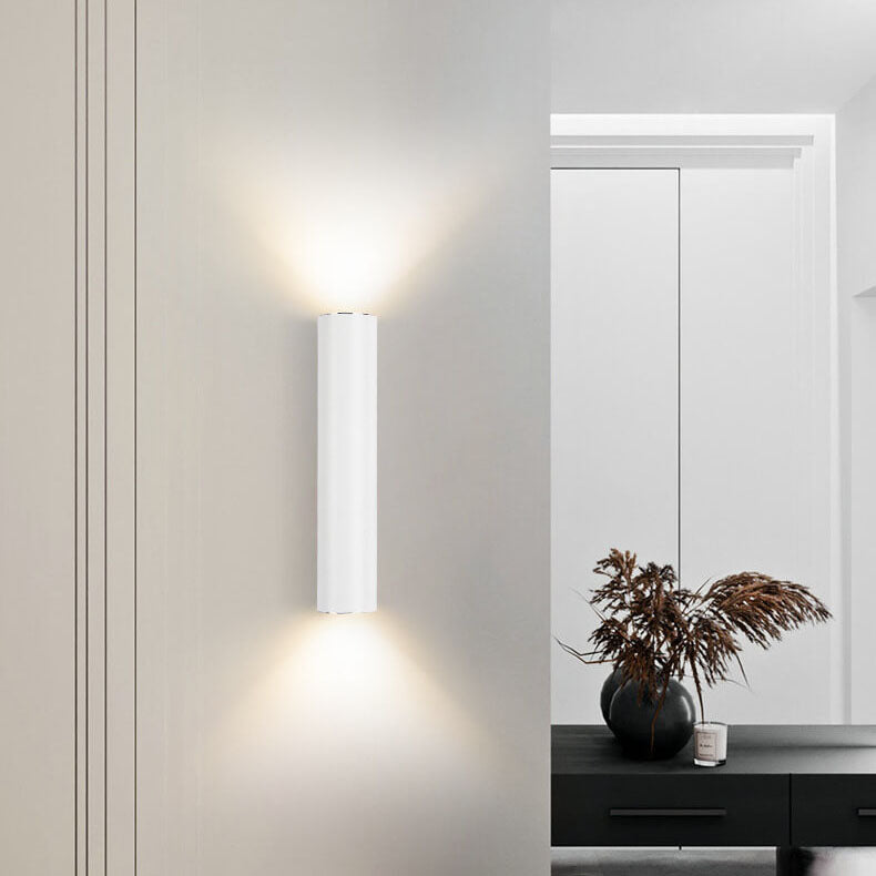 Simple Aluminum Cylindrical 2-Light Wall Sconce Lamp