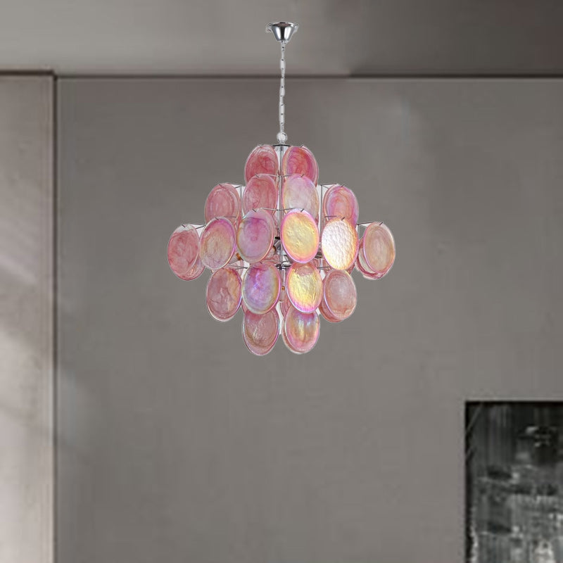 Traditional French Flower Shaped Iron Glass 5/9/12 Light Chandelier For Living Room
