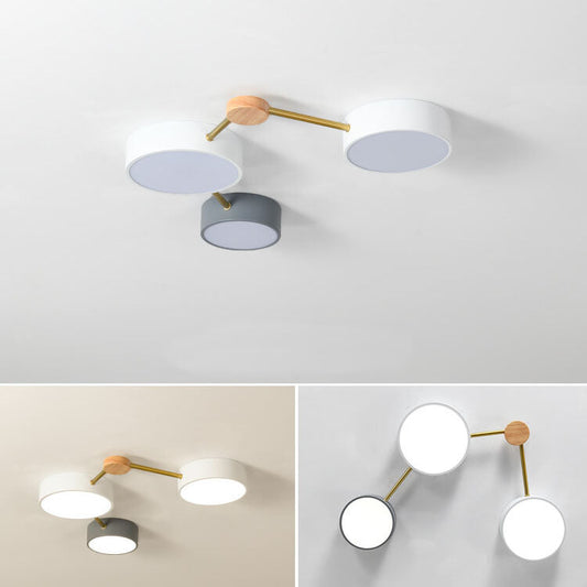 Scandinavian Minimalist Solid Wood Iron LED Flush Mount Lighting