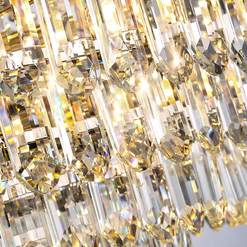 Contemporary Luxury Half Round Ball Crystal Iron 8/10/11/14/17/24 Light Chandelier For Living Room