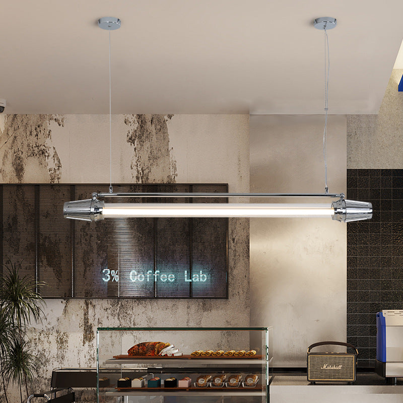 Contemporary Industrial Strip Aluminum Acrylic LED Island Light Chandelier For Dining Room