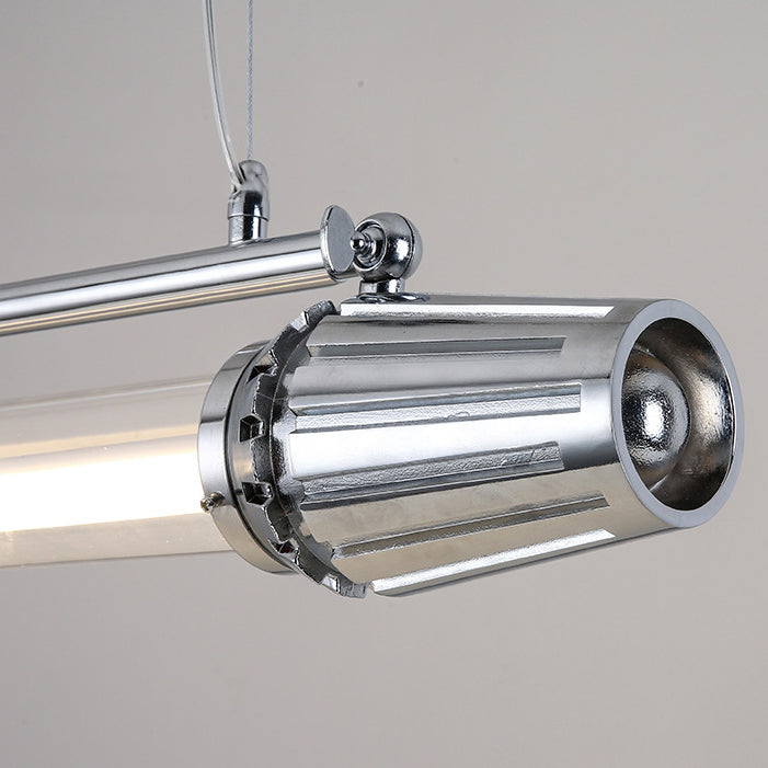 Contemporary Industrial Strip Aluminum Acrylic LED Island Light Chandelier For Dining Room