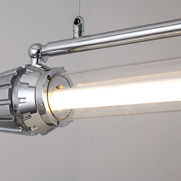 Contemporary Industrial Strip Aluminum Acrylic LED Island Light Chandelier For Dining Room