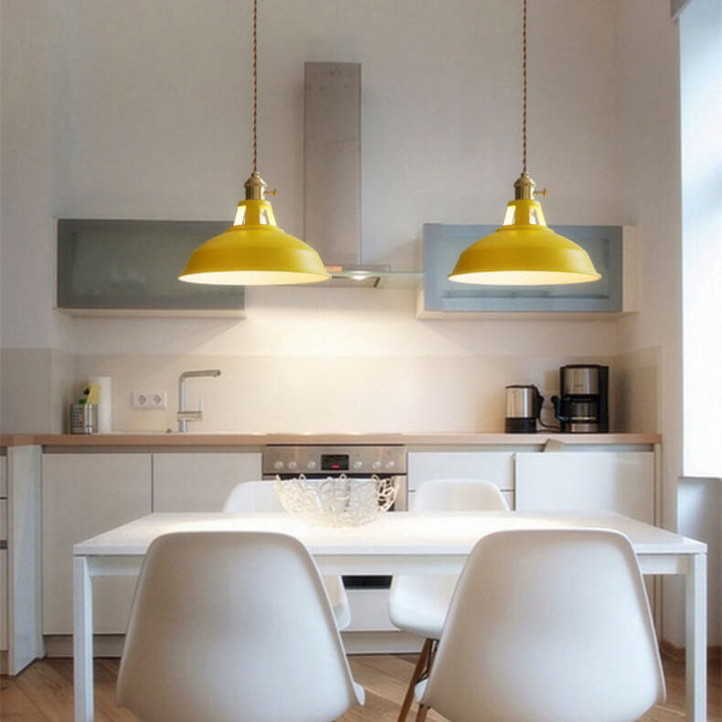 Industrial 1-Light Colorful Barn Shade Pendant Light