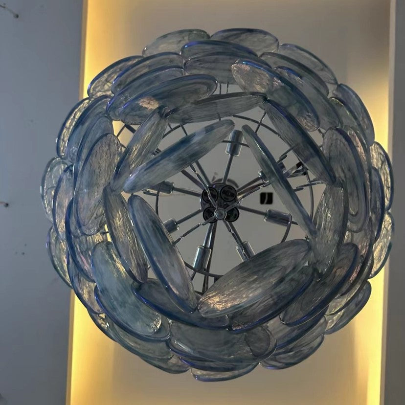Traditional French Flower Shaped Iron Glass 5/9/12 Light Chandelier For Living Room