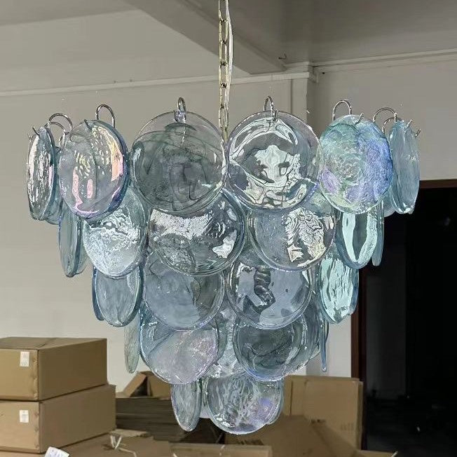 Traditional French Flower Shaped Iron Glass 5/9/12 Light Chandelier For Living Room