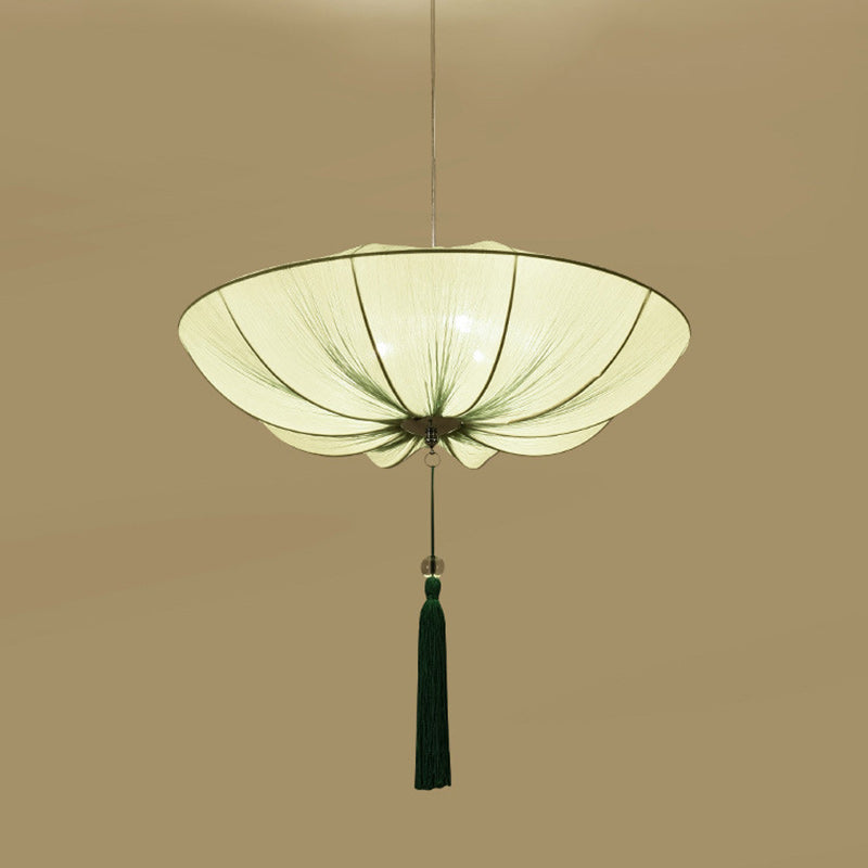 Traditional Chinese Lotus Petal Shape Fabric Iron 1/3-Light Chandeliers For Dining Room