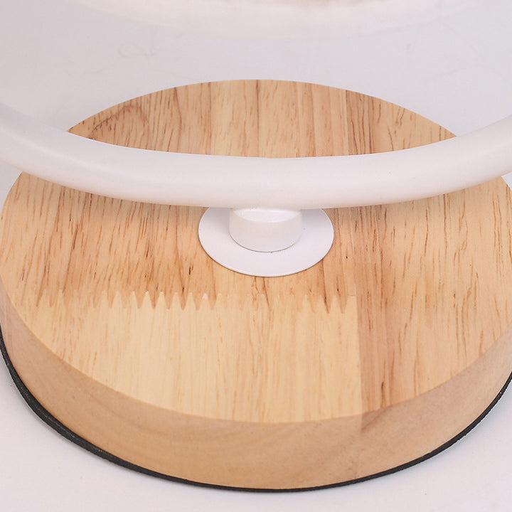 Contemporary Scandinavian Cylinder Solid Wood Fabric Metal 1-Light Table Lamp For Bedroom