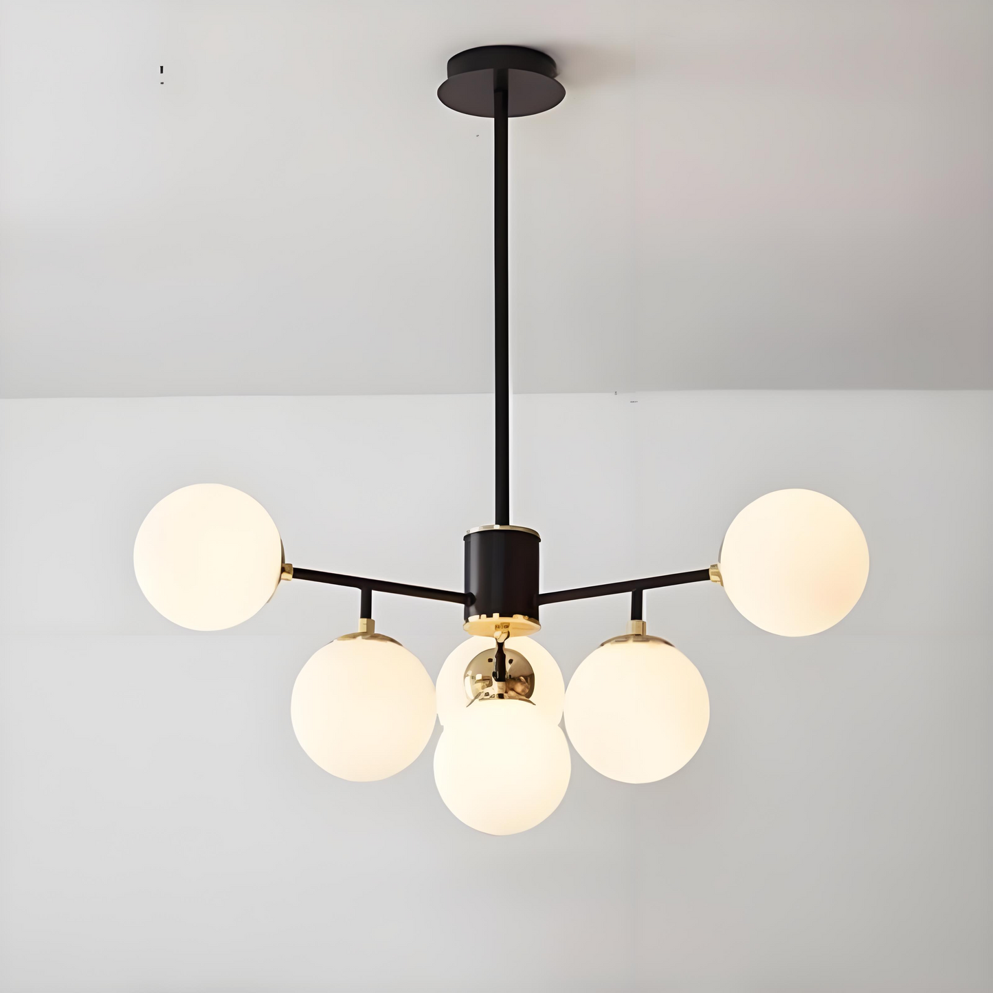 Contemporary Nordic Iron Glass Round 6/8/10-Light Chandelier For Bedroom And Living Room
