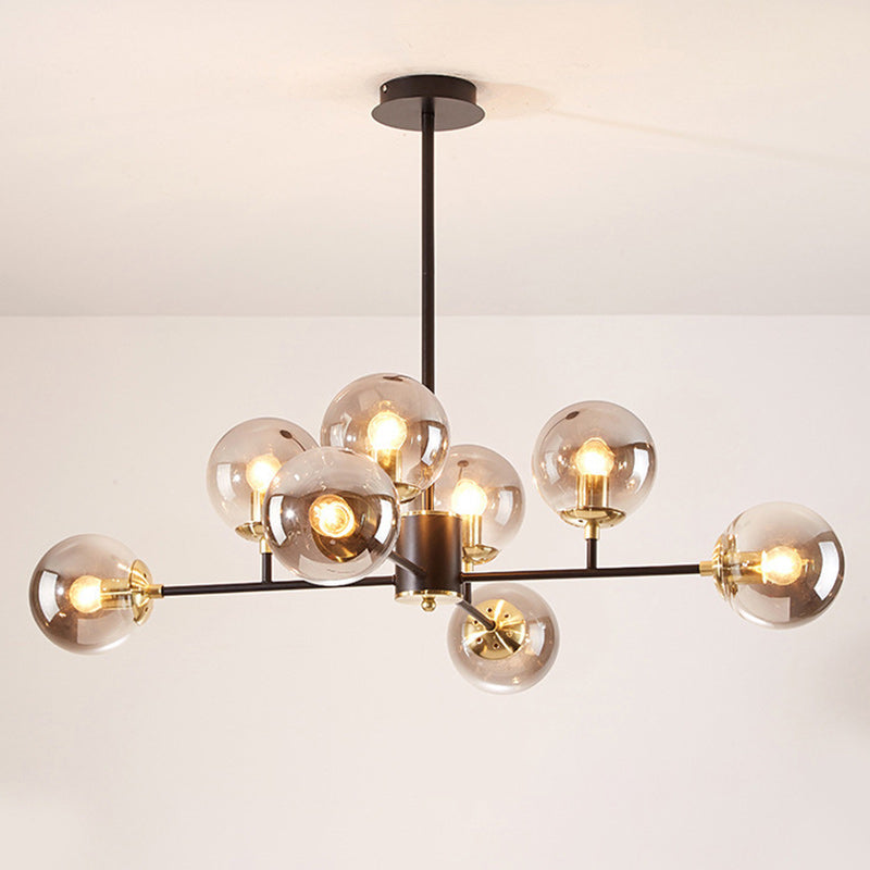 Contemporary Nordic Iron Glass Round 6/8/10-Light Chandelier For Bedroom And Living Room
