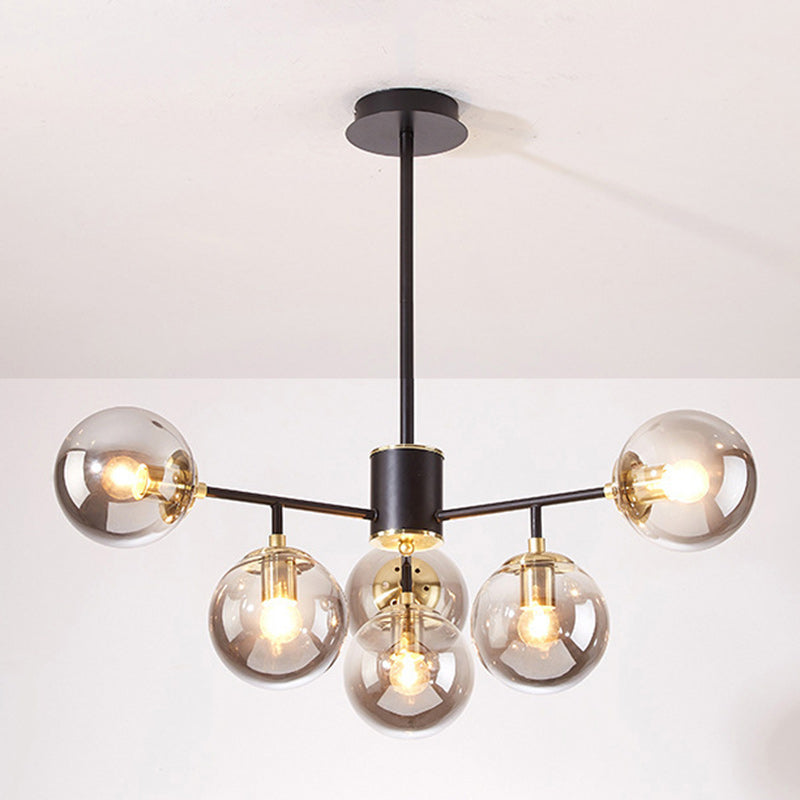 Contemporary Nordic Iron Glass Round 6/8/10-Light Chandelier For Bedroom And Living Room